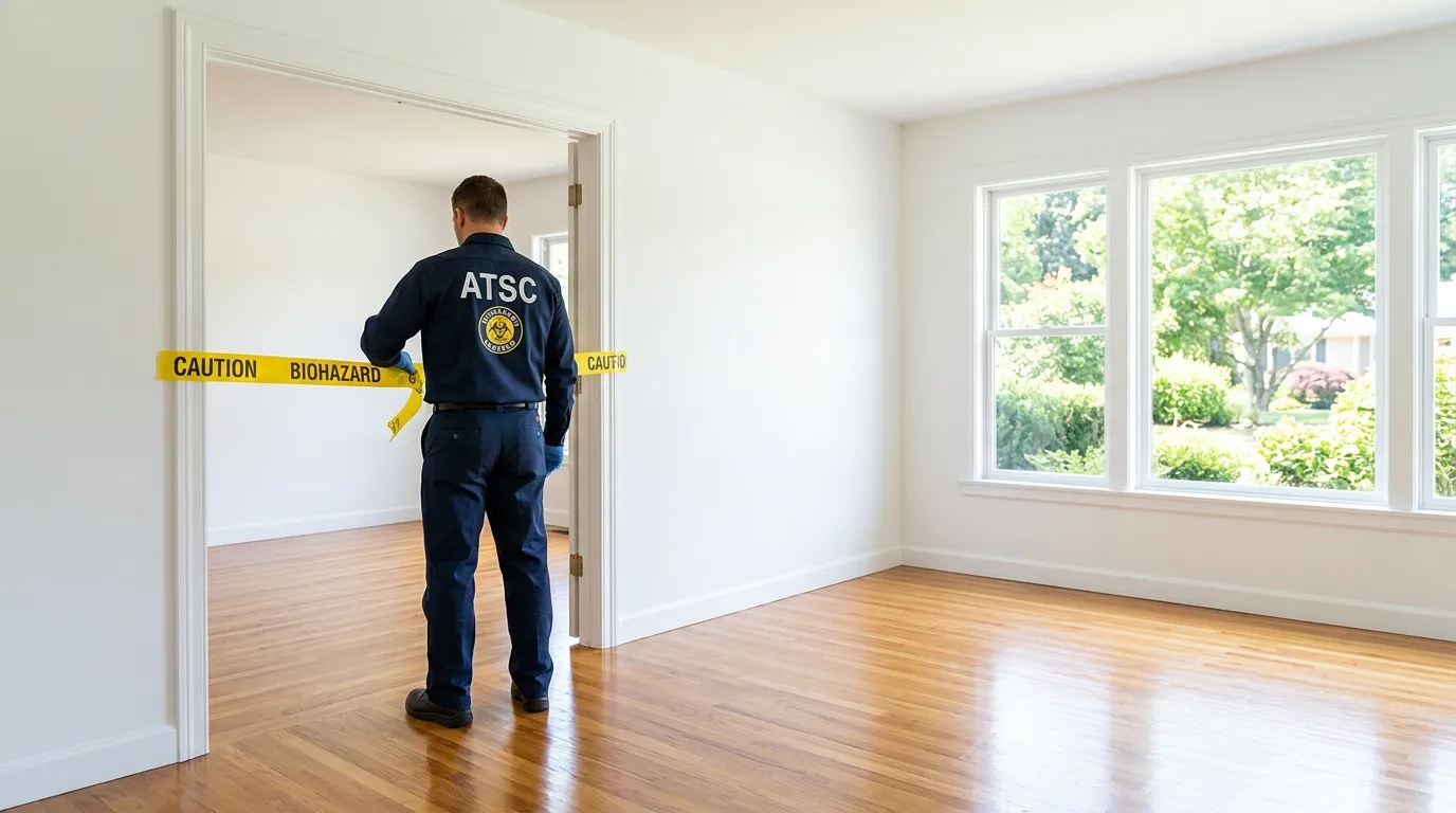 Certified biohazard cleanup crew performing Decomposition Cleanup in Salem